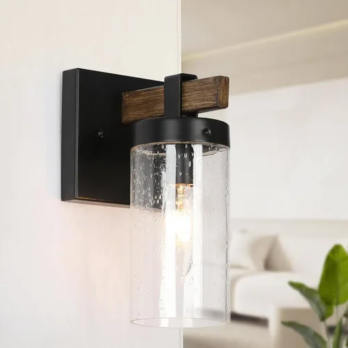 Vista 7 de KSANA Apliques de Pared Negros, Lámparas de Pared Modernas de Estilo Granja en Oro para Dormitorio, Sala de Estar, Pasillo
