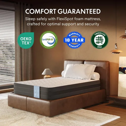 Vista 5 de FLEXISPOT Base de cama ajustable individual XL + colchón de espuma viscoelástica de gel refrescante de 12 pulgadas, masaje, inclinación de cabeza