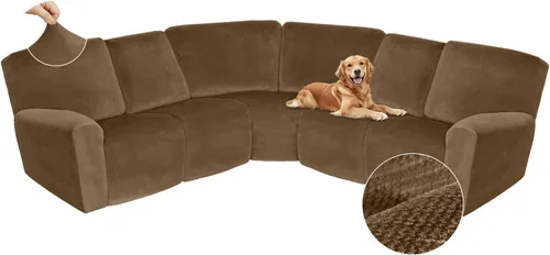 Vista 47 de Arfntevss Fundas de sofá seccional reclinable de terciopelo, Funda de sofá seccional de esquina para sofá reclinable, Funda elástica suave