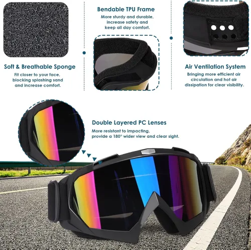 Vista 6 de OXG - Gafas para motocicleta, cuatrimoto y bicicleta de motocross, gafas de motocicleta para hombres, gafas de motocross, gafas de esquí, protección