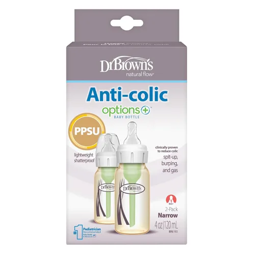 Vista 9 de Dr. Brown's Anti-Colic Options+ Biberón estrecho PPSU, 4 onzas, paquete de Ámbar