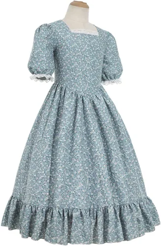 Vista 3 de Nuoqi Vestidos de pionera para niñas, disfraz colonial de Laura Ingalls Wilder