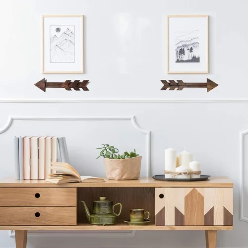 Vista 4 de N/ A 2 letreros de madera rústica para decoración de pared, flechas de madera oscura, granja y hogar, decoración colgante para el hogar o boda 2