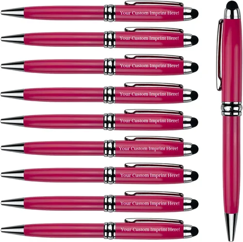 Vista 14 de Ancolo Bolígrafos personalizados con lápiz digital - Cuerpo metálico grabado con su mensaje, nombre/número de teléfono, tinta negra. Ideal