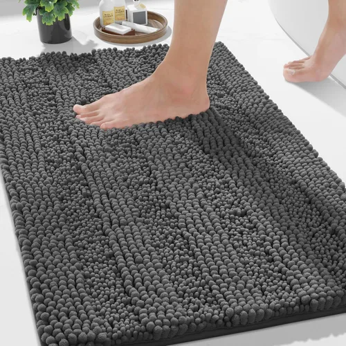 Vista 71 de Yimobra Tapetes de baño lavables, de chenilla súper suave y absorbente, para suelo y alfombra, de secado rápido, antideslizante, para bañera y Beige