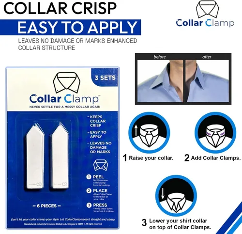 Vista 4 de Adhesivos de doble cara para el cuello, crujientes, extraíbles, insertos de cuello, moldeador de cuello para camisas de vestir para hombres, 3