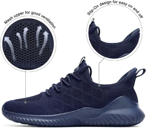 Vista 6 de Mevlzz Zapatos deportivos para correr para hombre, sin cordones, informales, de malla, transpirables, ligeros, para el trabajo