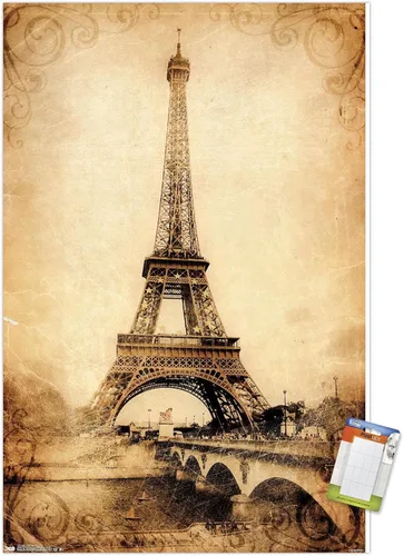 Vista 10 de Trends International The Eiffel Tower - Póster de pared rústico, 14.725 x 22.375 pulgadas, versión enmarcada de madera de granero