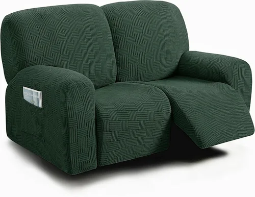 Vista 10 de ULTICOR - Juego de 8 fundas para sofá reclinable de jacquard, fundas elásticas para sofá reclinable para 3 cojines, gruesas, suaves, lavables