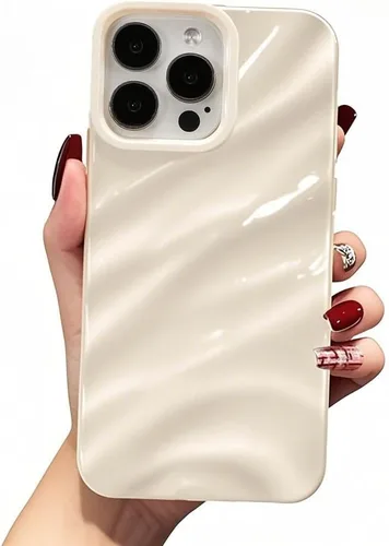 Vista 73 de QLTYPRI Funda compatible con iPhone 11, bonita funda con patrón de ondas de agua para niñas y mujeres, delgada, satinada, brillante, suave, de Beige