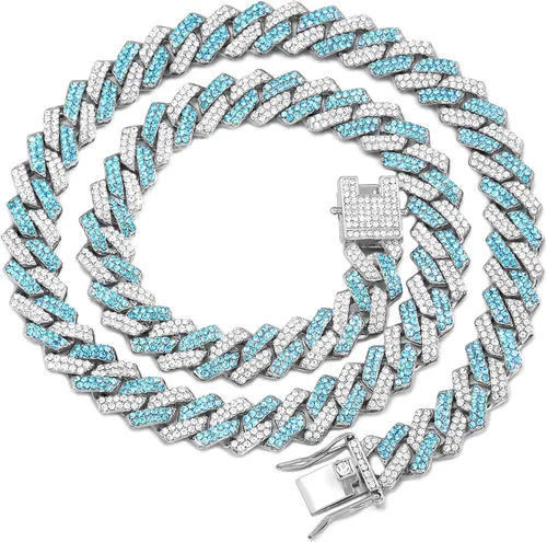 Vista 8 de Collar de cadena dorada para perro, collar cubano de diamantes para caminar, collar de cadena de metal con diseño de hebilla segura, collares
