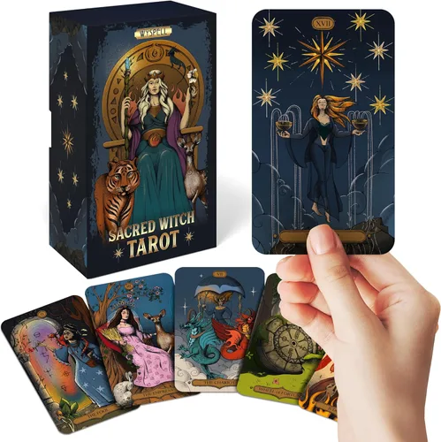 Vista 10 de Wyspell - Cartas de tarot con libro guía - Baraja de tarot del panteón - Diseño único