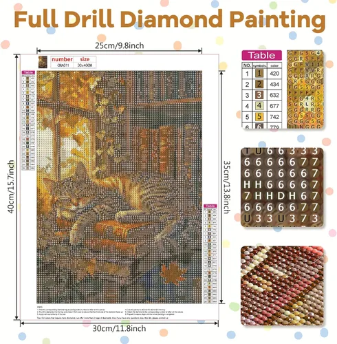 Vista 4 de NAIMOER Kits de arte de diamantes de gato para adultos principiantes, kit de pintura de diamante 5D, kit de mosaico de arte de gemas de taladro