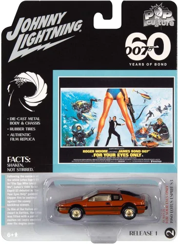 Vista 2 de 1980 Lotus Turbo Esprit S3 Naranja Metálico con Rayas James Bond 007 "solo para tus ojos (1981) Película Cultura Pop 2022 Release 1 1/64