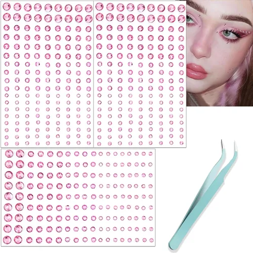 Vista 13 de NOOEPC Gemas faciales para el cabello, joyas autoadhesivas para la cara, joyas de ojos, diamantes de imitación para la cara, gemas para el rostro