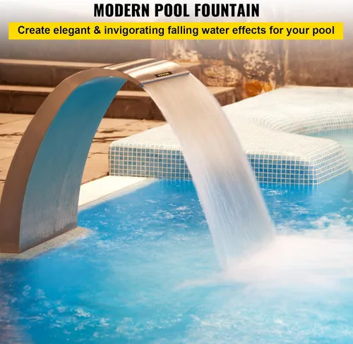 Vista 2 de Happybuy Fuente de piscina de acero inoxidable de 17.7 x 11.8 x 23.6 pulgadas, fuente de piscina plateada, para piscinas en el suelo, jardín