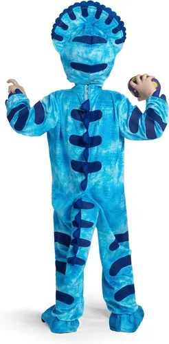 Vista 4 de Spooktacular Creations Disfraz de triceratops para niños, disfraz de dinosaurio azul con huevo de felpa para niños, bebé, niño pequeño, mono