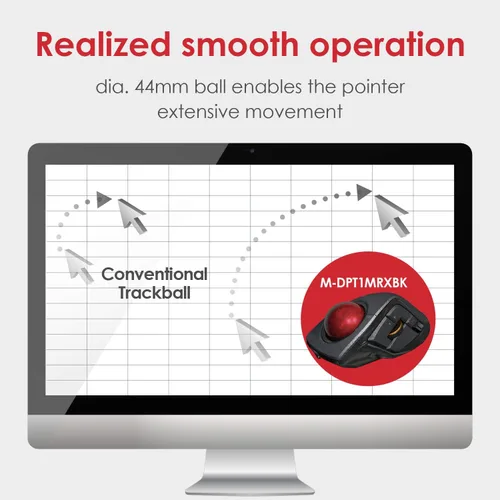 Vista 4 de ELECOM DEFT PRO - Ratón de Trackball inalámbrico Bluetooth control de dedos diseño ergonómico función de 8 botones sensor óptico de juegos bola roja
