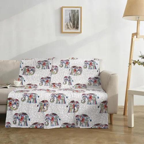 Vista 2 de Manta de franela de 50 x 60 pulgadas, manta de elefante bohemio bohemio floral para sofá, cama, regalos de elefantes para mujeres y adultos