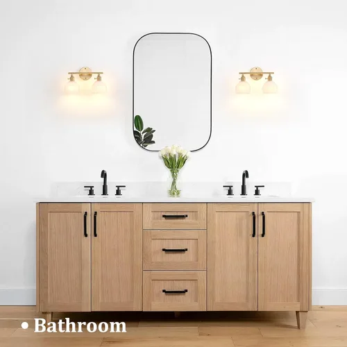 Vista 40 de Shenmoyl Lámparas de baño, lámpara de pared de 2 luces para tocador sobre espejo con pantalla de vidrio tulipán blanco para dormitorio, sala