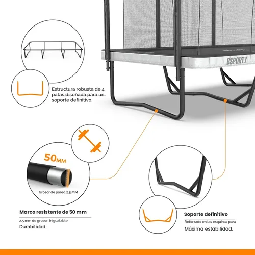 Vista 2 de Trampolín Rectangular de Aire 8X14FT Capacidad de Peso 1800LBS Gimnasia al Aire Libre Trampolines Cuadrados de Servicio Pesado con Cerramiento