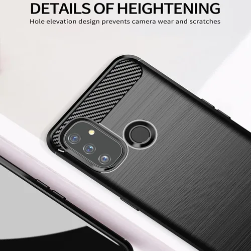 Vista 5 de Funda para OnePlus Nord N100, OnePlus N100 BE2013, funda de fibra de carbono a prueba de golpes, resistente a los arañazos, TPU suave, funda