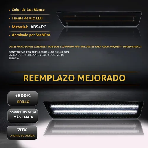 Vista 3 de Luces LED de Marcador Lateral Traseras Blancas Reflectores de Lámpara de Parachoques para Dodge Challenger 2008-14 y Charger 2011-14, 2 Piezas