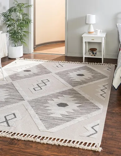 Vista 11 de Unique Loom Arlo Collection - Alfombra Kai (rectangular 2' 0" x 3' 0", beige arenoso/gris)