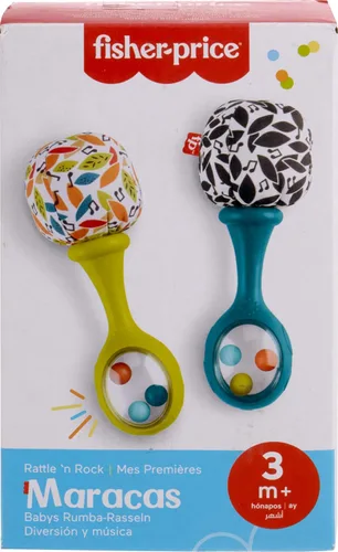 Vista 6 de Fisher-Price Juguetes para recién nacidos Rattle ‘n Rock Maracas, 2 Instrumentos Musicales Blandos para el Desarrollo del Juego en Bebés de 3+