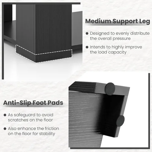 Vista 8 de GOFLAME Mesa auxiliar con almacenamiento, mesa central moderna para espacios pequeños, mesas de té decorativas para sala de estar, sala de Negro