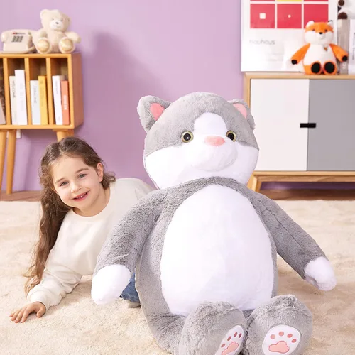 Vista 6 de IKASA Juguete de Peluche de Gato Gigante, Gatito Grande Lindo de 30", Juguetes Suaves Jumbo Enormes, Peluche Esponjoso Gordito de Gran