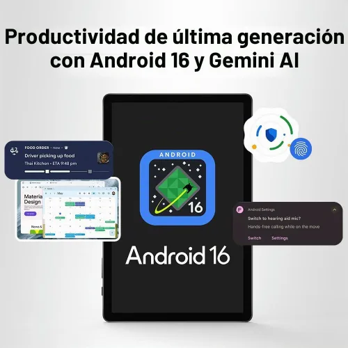 Vista 2 de ApoloMedia Tablet de 11 pulgadas, Android 16 2026 con procesador Octa-Core, 8 GB de RAM+128 GB de ROM (expansión de 1 TB), batería de 7000 mAh