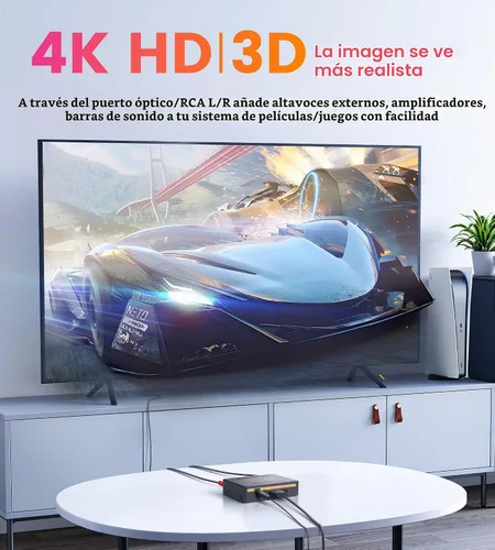 Vista 8 de avedio Links Divisor extractor de audio HDMI 4K, adaptador convertidor de audio HDMI 1080P + Toslink SPDIF óptico + audio analógico estéreo L/R