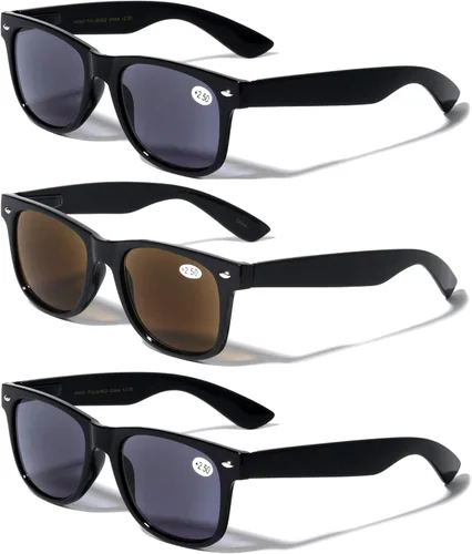 Vista 4 de 3 pares de lentes de sol de lectura clásicos de los años 80, lector tintado, no bifocal, unisex