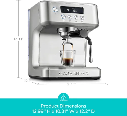 Vista 8 de CASABREWS Ultra Pro 20 Bar Espresso Machine with Fast Heating System Silver
