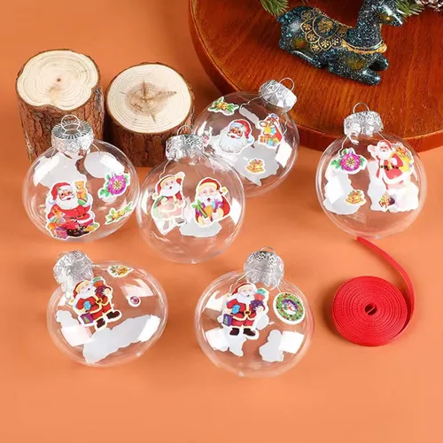 Vista 7 de 6 bolas decorativas de plástico transparente para Navidad, adornos rellenables de 3.15 pulgadas, decoración de bolas de plástico transparente