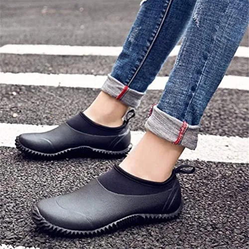 Vista 5 de SYLPHID Zapatos de jardín para hombre, zapatos de lluvia impermeables de neopreno para campamento, cuidado del césped, jardinería y trabajo
