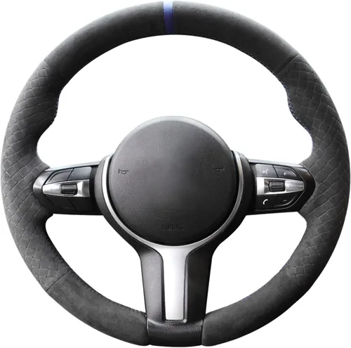 Vista 23 de MEWANT - Funda para volante de automóvil cosida a mano de Athsuede para BMW F87 M2 F80 M3 F82 M4 M5 F12 F13 M6 F85 X2 X5 M F86 X6 M F33 F30 M