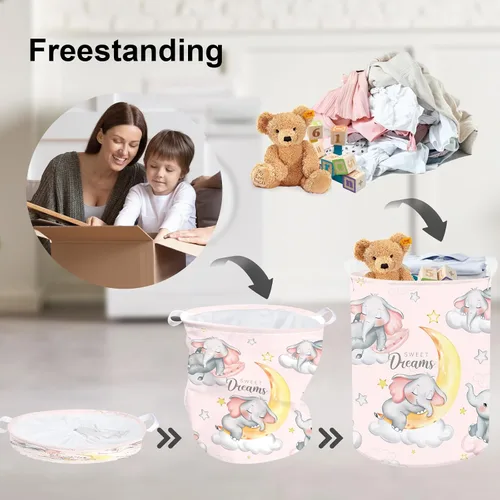 Vista 3 de Clastyle - Cesta de almacenamiento plegable para niños, para dormir, 45 L Rectangle Dirty Clothes Book Gift Toy Organizer Nursery Bin, Playroom