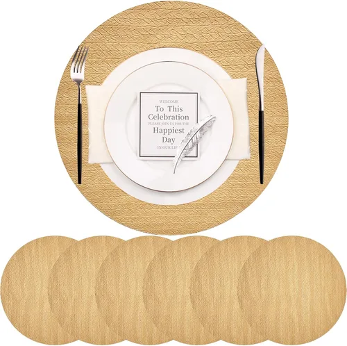 Vista 45 de PIGCHCY Juego de 4 manteles individuales en forma de cuña para mesa de comedor, tejido cruzado, lavables, resistentes al calor, manteles Bambúes