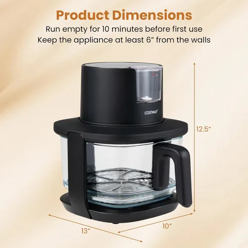 Vista 9 de COSTWAY 4.7 QT Glass Air Fryer with Steam Frying Mode
