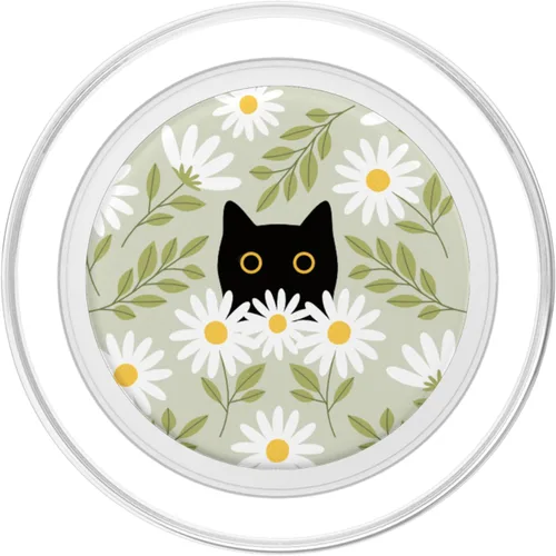 Vista 2 de PopSockets PopGrip para MagSafe con diseño floral de margarita, gato negro y verde salvia, para mujeres y niñas
