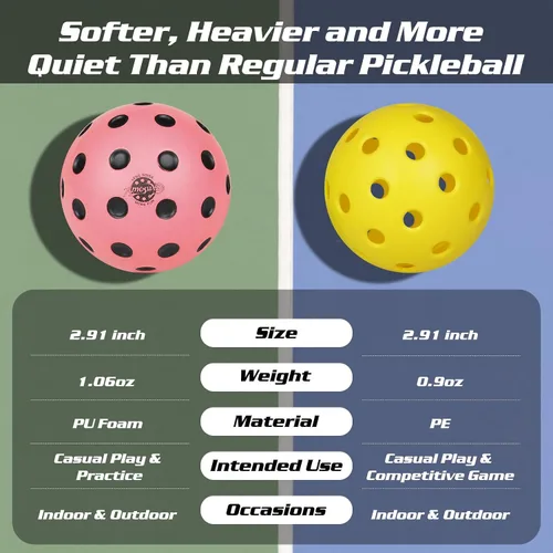Vista 2 de Pelotas de pickleball silenciosas, paquete de 6 bolas de espuma silenciosas para práctica de pickleball en interiores y exteriores, bolas