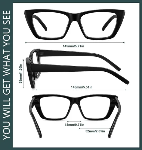 Vista 5 de WOWSUN Narrow Small Vintage Cat Eye Frames Eyeglasses for Women Retro Blue Light Blocking Computer Glasses