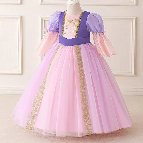 Vista 20 de Disfraz de princesa Sofía Rapunzel para niñas, disfraz de Halloween, Navidad, cumpleaños, fiesta con accesorios