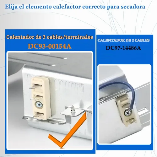 Vista 5 de DC93-00154A - Conjunto de elemento calefactor de secadora – Reemplazo de calentador de conducto de 3 cables para SAMSUNG, compatible con DC47-00032A