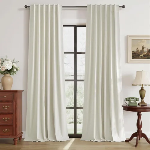 Vista 183 de RYB HOME Cortinas de lino texturizado 100% opacas de 84 pulgadas de largo, aislamiento térmico, privacidad, ahorro de energía para dormitorio, sala
