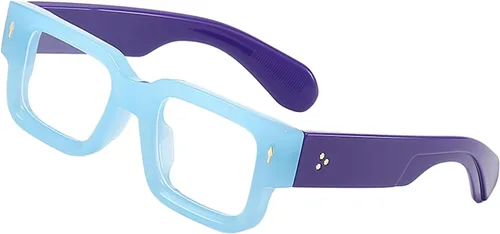 Vista 13 de Gafas de marco cuadrado grueso para mujeres y hombres, anteojos rectangulares gruesos, sin receta, lentes de luz azul para computadora