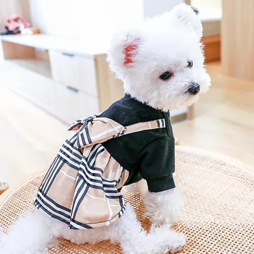 Vista 2 de Ropa para perros pequeños, niñas, lindos vestidos con lazo, vestido de princesa de verano, ropa cómoda y transpirable para mascotas, trajes