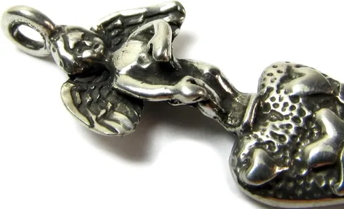 Vista 2 de Ángel de amor peltre colgante on Cordón Collar